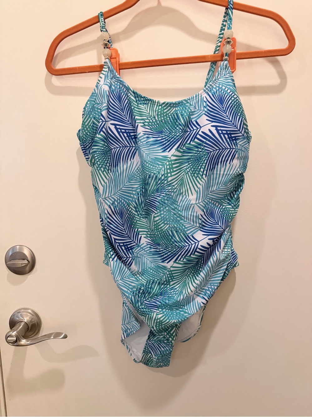 Nicole Miller Blue & Teal Palm-Print One-Piece Swimsuit & Sarong